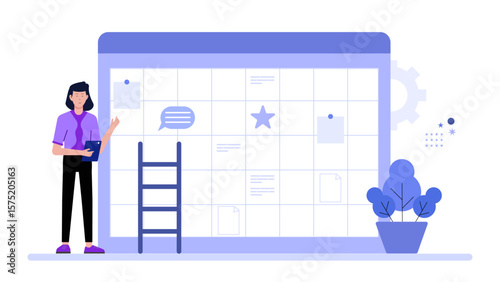 Employees Finalizing Project Plan for Handoff, Flat Vector Illustration