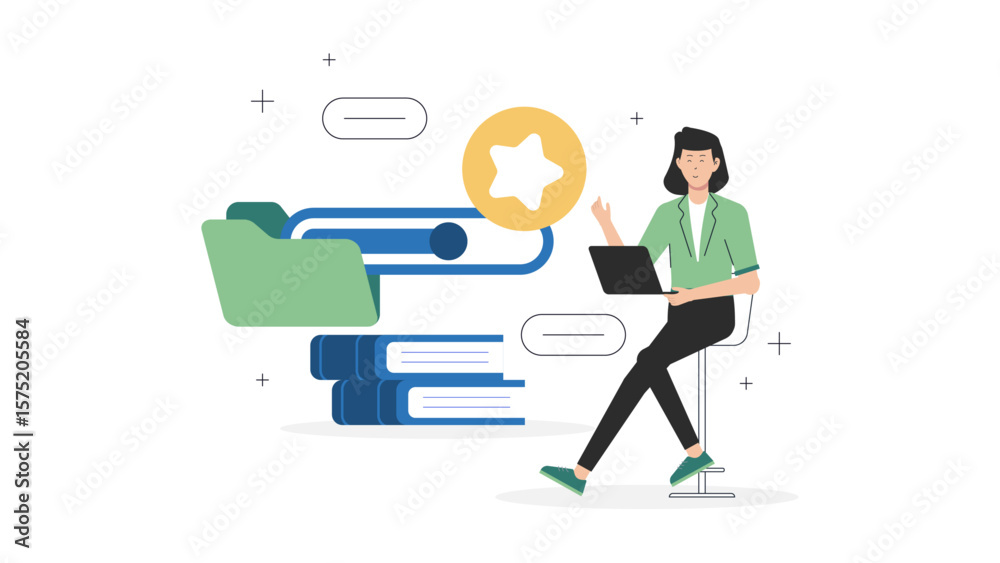 Employees Finalizing Project Plan for Handoff, Flat Vector Illustration Employees Finalizing Project Plan for Handoff, Flat Vector Illustration