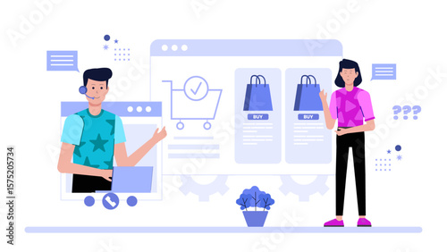 Customer Support Handling Review Escalations Flat Vector Illustration