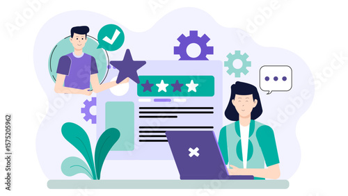 Customer Support Handling Review Escalations Flat Vector Illustration