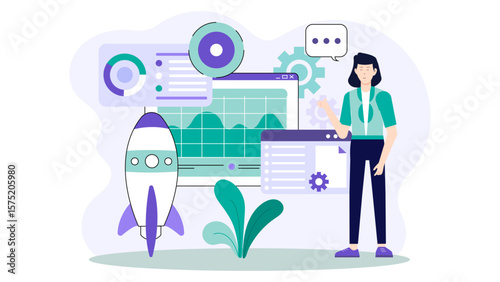 Startup Planning SaaS Feature Launch Strategy Flat Vector Illustration