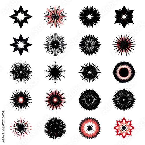 Collection of 20 unique firework PNG and vector illustrations, ideal for festive designs, celebrations, and digital projects.  Perfect for adding a touch of sparkle and excitement to your creative