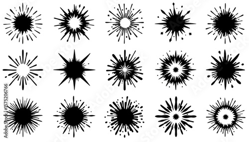 Wallpaper Mural A versatile collection of abstract black starburst shapes and explosion effects, perfect as graphic elements for various design projects. Torontodigital.ca