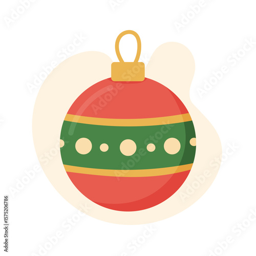 Christmas ornament in red and green with classic pattern, ornament drawn in clean vector style, ornament perfect for seasonal design, 