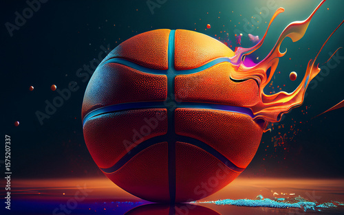 basketball ball on fire