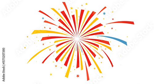 A vibrant vector illustration of exploding fireworks against a clean background, perfect for adding a festive touch to any design with its dynamic and colorful display.