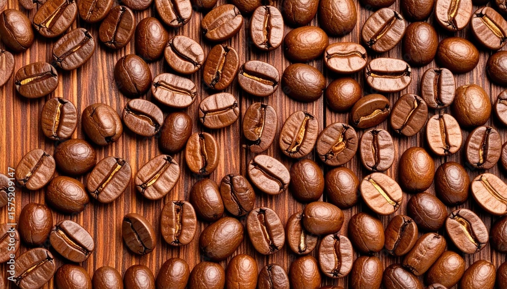 Fototapeta premium Coffee beans on wood background