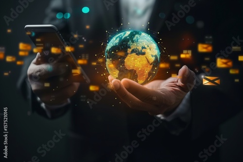 Digital Connectivity: World in Hand with Smart Technology Communicating Effortlessly