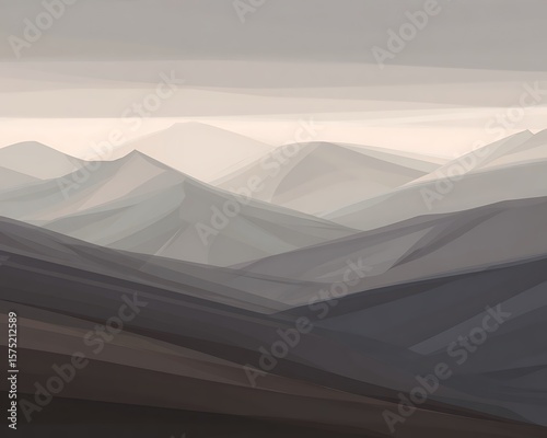 Abstract minimalist mountain range gray palette