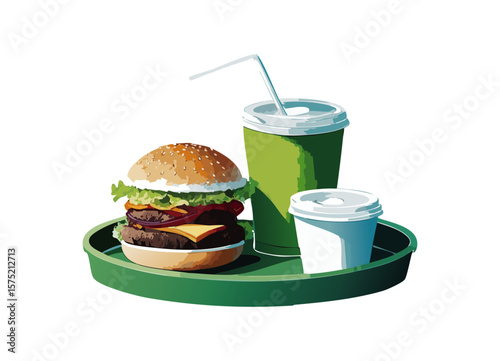 ハンバーガーとドリンクセット