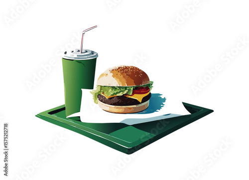 ハンバーガーとドリンクセット