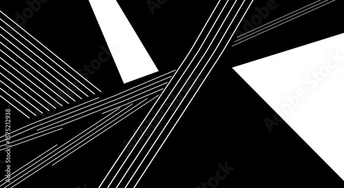 Abstract Geometric Design with White Lines on Black Background