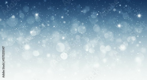 Falling Snowflakes and Lights Festive Winter Background