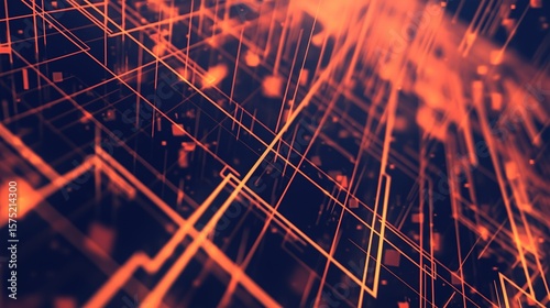 Abstract Orange Digital Grid Pattern Background Design Element