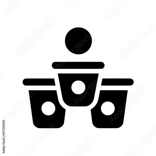 Beverage cups and ball icon representing beer pong game or party drinking activity