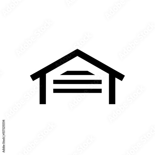Garage icon with pitched roof representing house extension, storage, or workshop