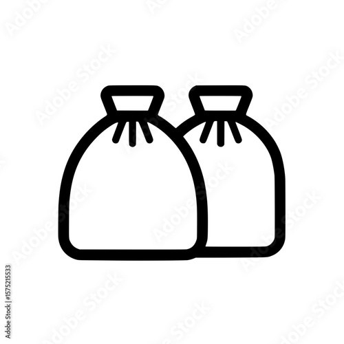 Pair of tied sacks icon symbolizing packaging, delivery, or grain storage