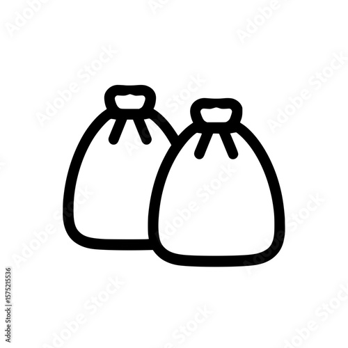 Two cloth bags icon representing packaging, storage, or grocery bag illustration