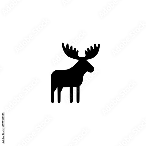 Small moose silhouette icon representing forest animal and wildlife species in minimal style
