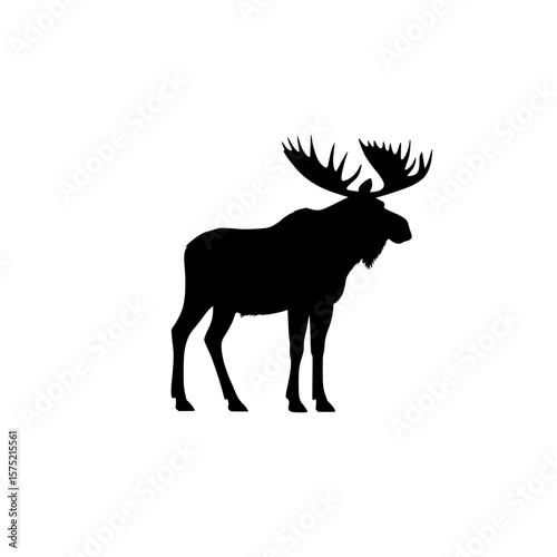 Standing moose silhouette icon representing wildlife, forest animals, or North American fauna