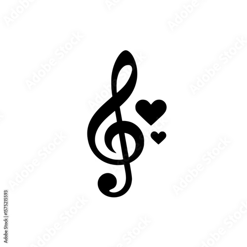 Treble clef with heart symbol icon representing love for classical music and emotional performance