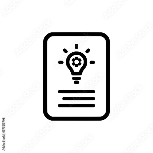 Document icon with lightbulb and bar lines symbolizing idea presentation or creative report