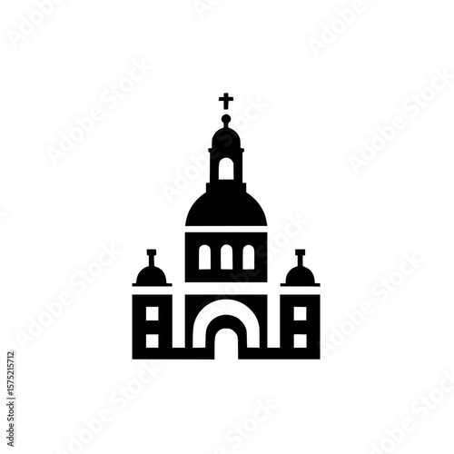 Cathedral or historic church building with towers and cross representing religious site or architecture