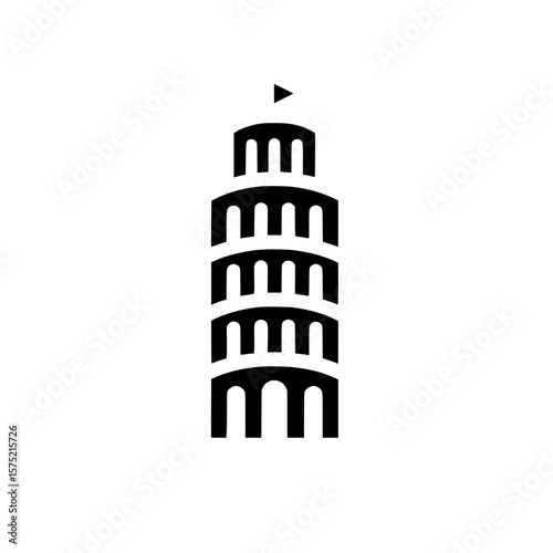 Leaning Tower of Pisa icon representing iconic Italian architectural landmark and historic European structure