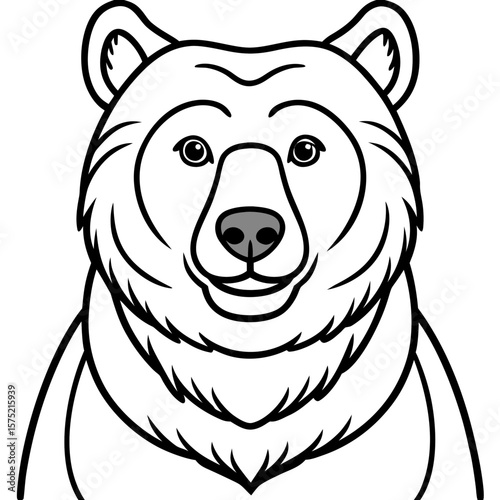 Friendly grizzly bear face illustration with a distinctive silhouette