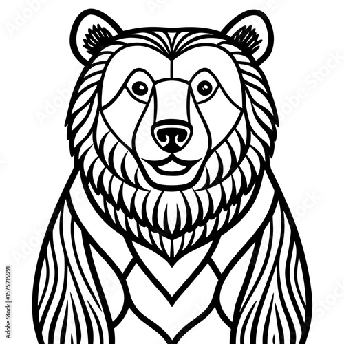 Stylized geometric bear head and shoulders silhouette design
