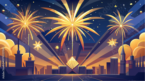 fireworks on the city
