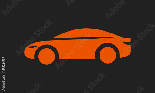 Stylized orange sports car silhouette on a dark gray background ai generated