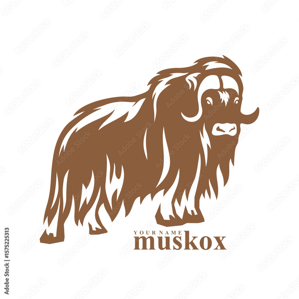 Fototapeta premium Musk Ox logo design vector. Silhouette Musk Ox Template Illustration. Icon Symbol