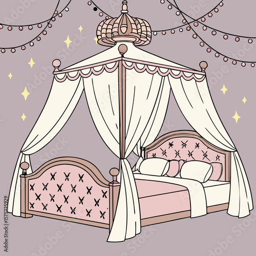 
a bed with a canopy