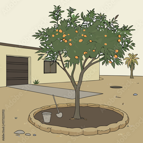 
a tree in a yard