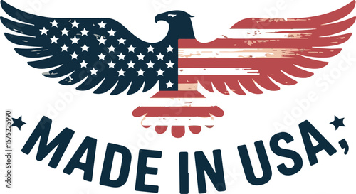 American eagle flag wings patriotic text vector