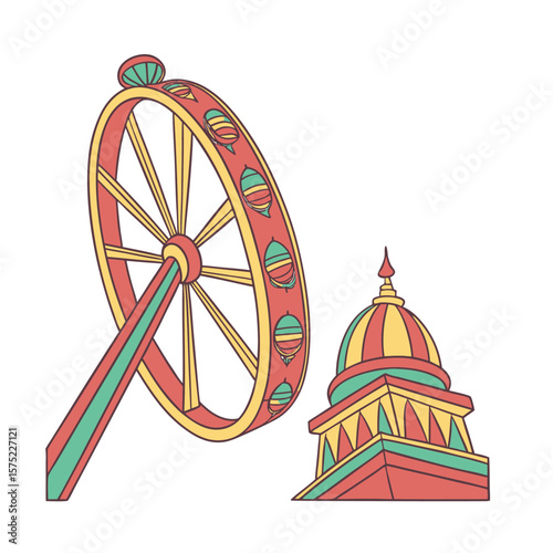 Colorful Rakhi with Circular Design, Intricate Festive Raksha Bandhan Symbol Isolated on White Background
