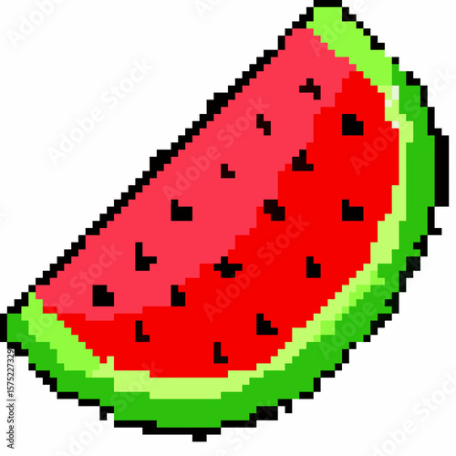 Vibrant Pixel Art Watermelon Slice Icon