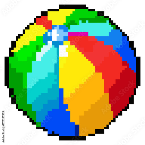 Pixel art icon of a multicolored inflatable beach ball
