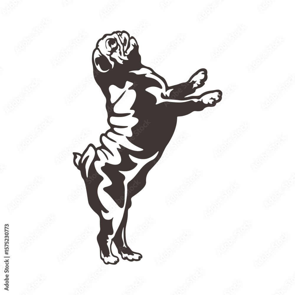 Fototapeta premium Pug Dog logo design vector. Silhouette Pug Dog Template Illustration. Icon Symbol