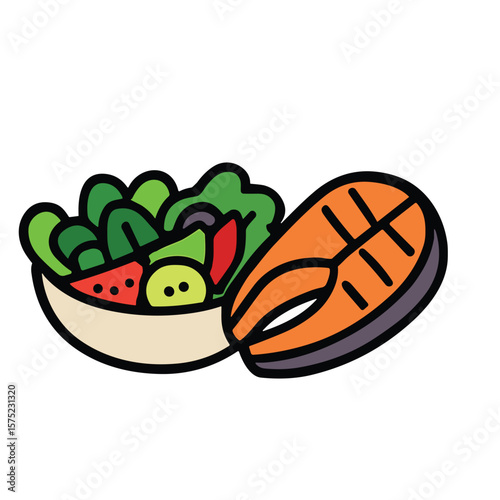 Salad with Salmon vector