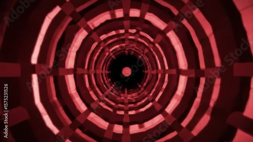 Red tunnel with geometric patterns