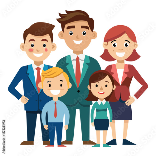 Happy family in business attire