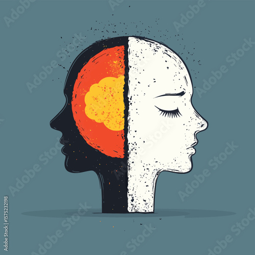 Positive or negative thinking vector mental health, vector style simple color