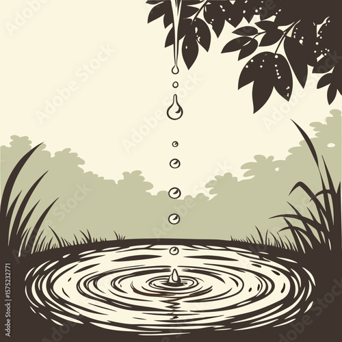 
a water dripping from a puddle