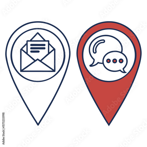 Location markers with email and chat icons Free Download Location markers with email and chat icons - GFXLoad