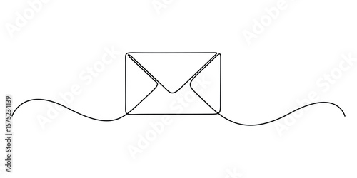 Continuous one line drawing of envelope mail with paper airplane, Envelope mail with flying paper plane sending letter and email message concept vector illustration