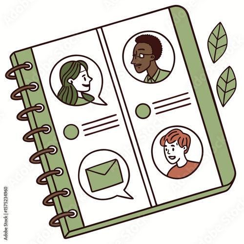 Notebook illustration with people profiles
