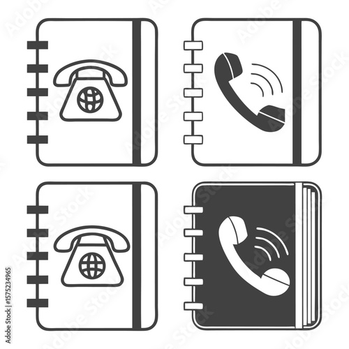 Notebook icons with telephone symbols
