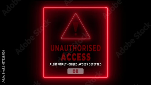 Unauthorized access warning concept on the transparent background. The computer system has been hacked. Motion graphics of unauthorized access concept. 4k video animation.
